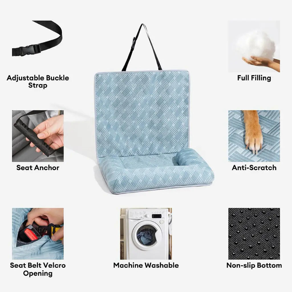 Cooling Travel Bolster Safety Back Seat Large Dog Car Bed PETRKL