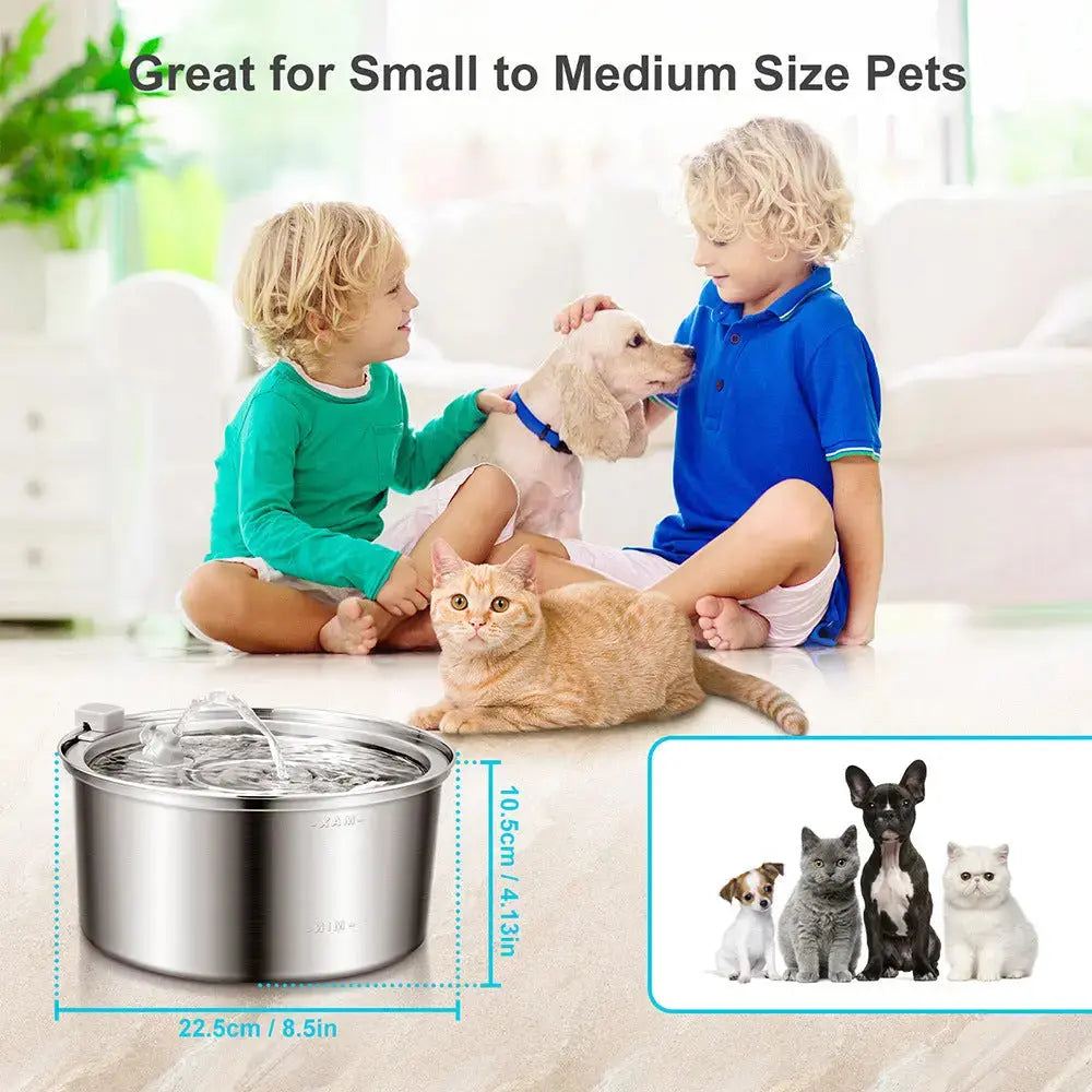 Petrkl™ PureFlow – Stainless Steel Cat Water Fountain 3.2L Petrkl