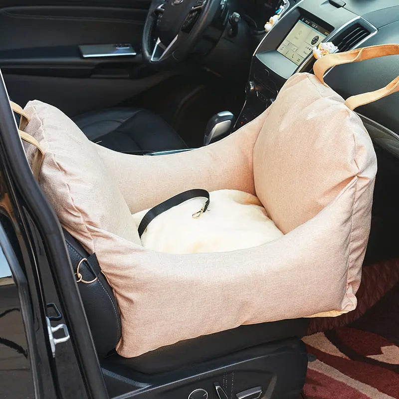 BreezeArmor™ Dog Car Bed beige in the car2