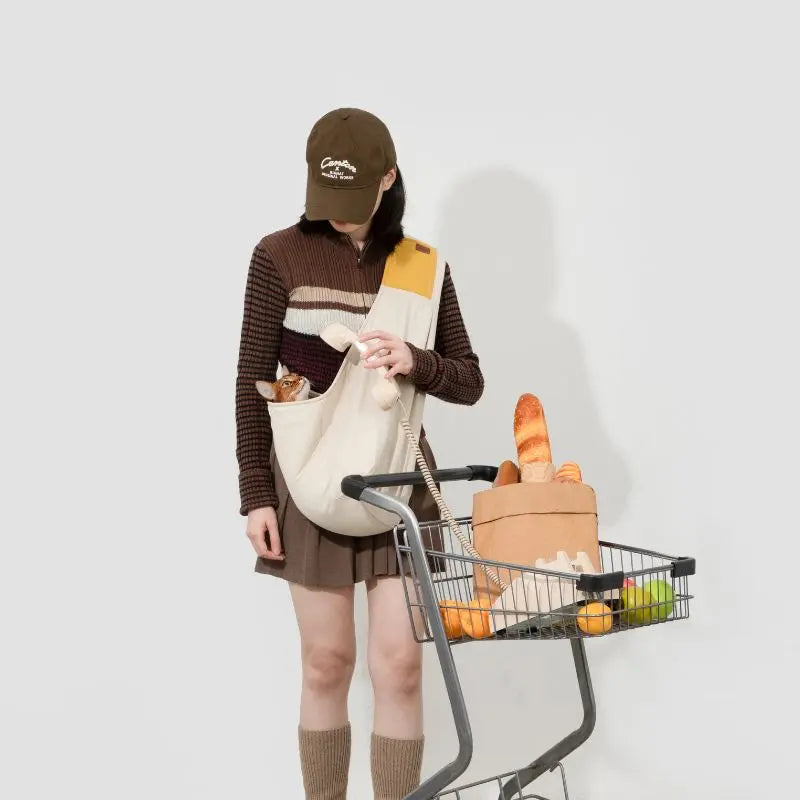 Dog Sling Carrier – Soft Cotton Pet Bag for Cats & Small Dogs  Petrkl  .