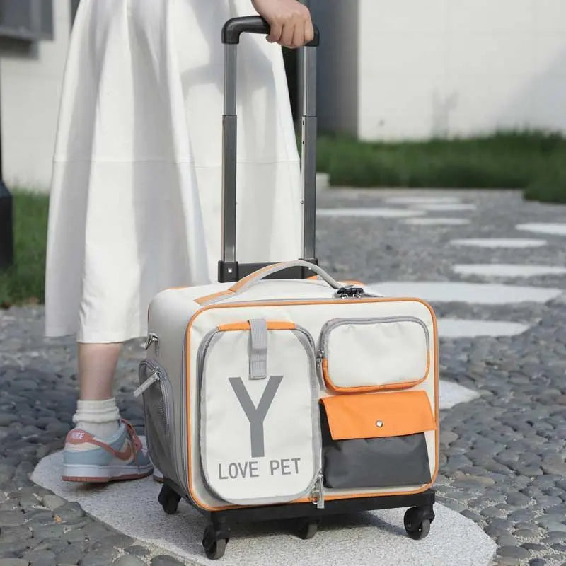 Pet Rolling Carrier Backpack With Wheels Trolley Bag  Petrkl  .