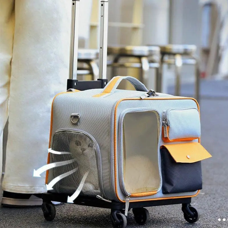 Pet Rolling Carrier Backpack With Wheels Trolley Bag  Petrkl  .