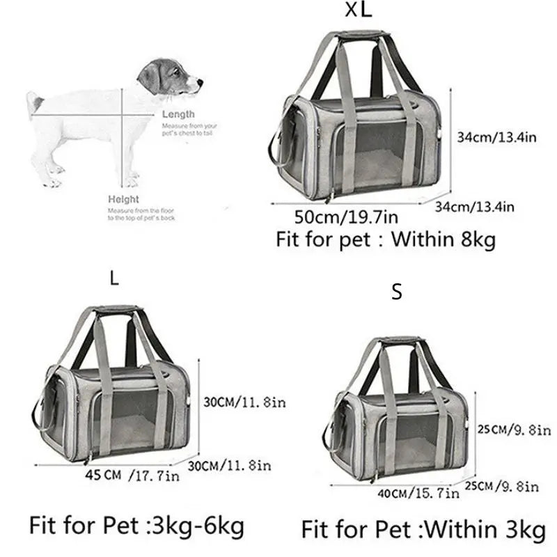 dog pet carrier bag Petrkl size chart