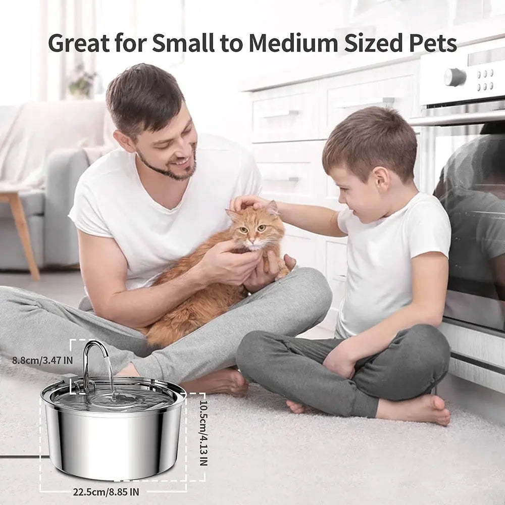 Petrkl™ PureFlow – Stainless Steel Cat Water Fountain 3.2L Petrkl