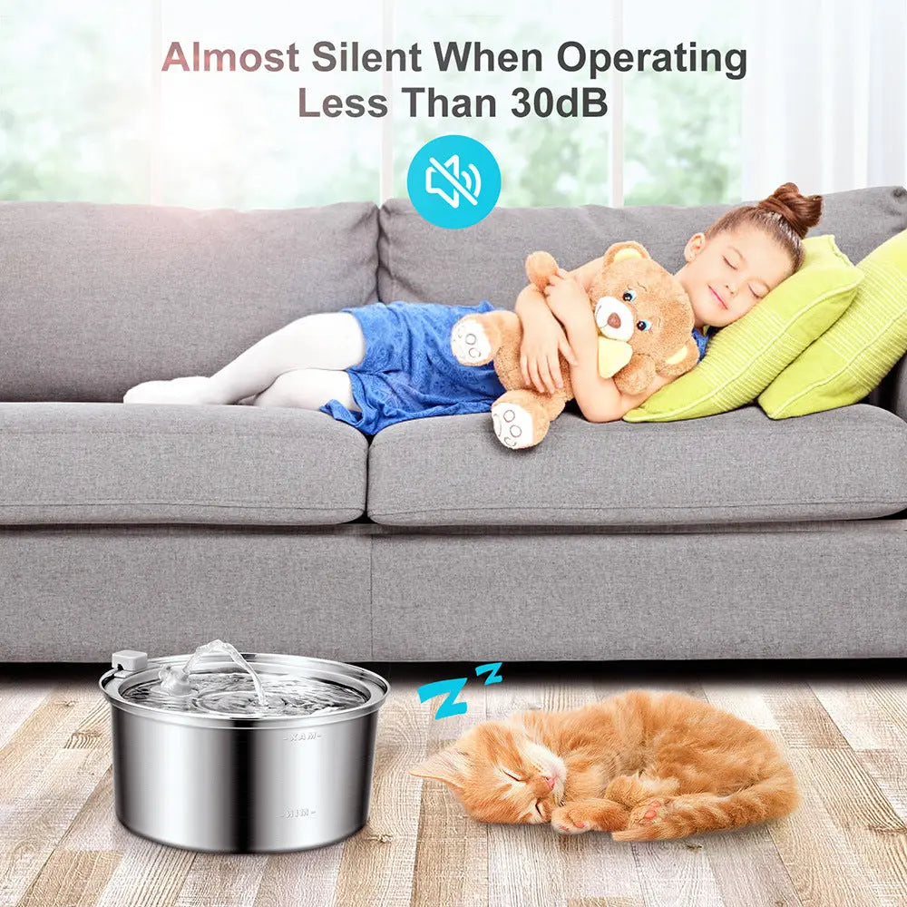 Petrkl™ PureFlow – Stainless Steel Cat Water Fountain 3.2L Petrkl