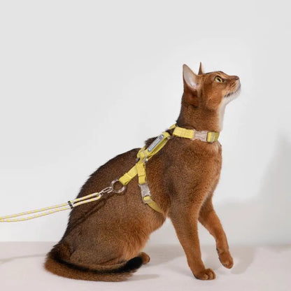 Adjustable Cat Harness & Leash Set cat yellow
