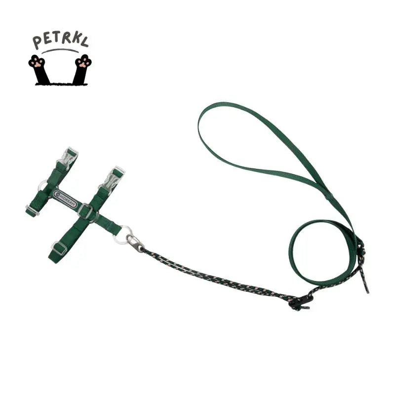 Adjustable Cat Harness & Leash Set dark green
