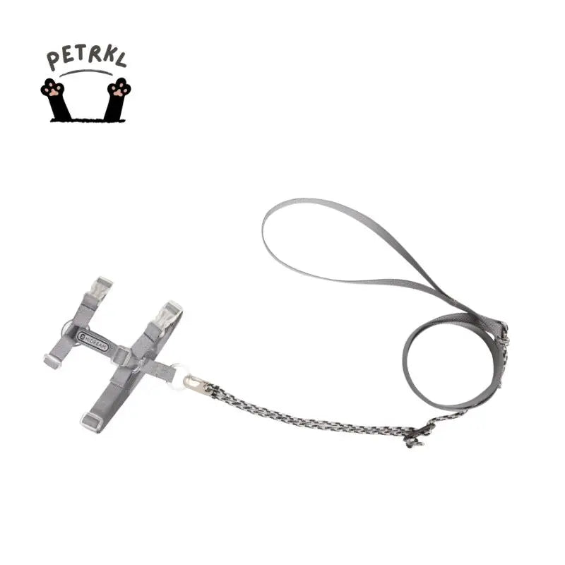 Adjustable Cat Harness & Leash Set light gray