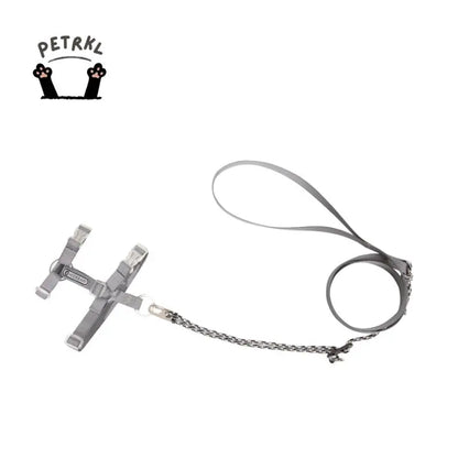 Adjustable Cat Harness & Leash Set light gray