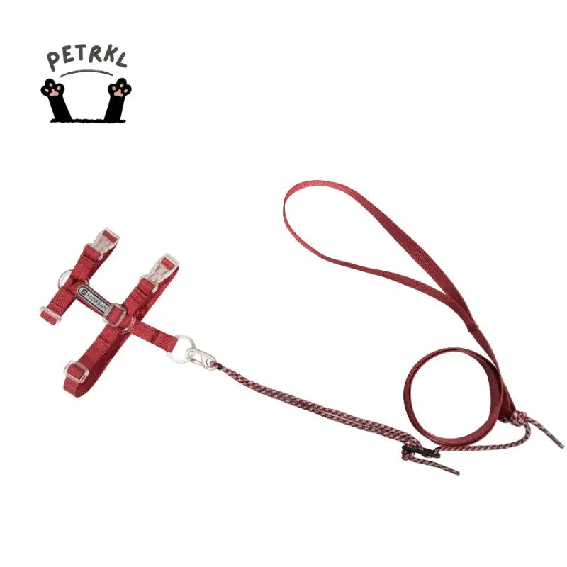 Adjustable Cat Harness & Leash Set red