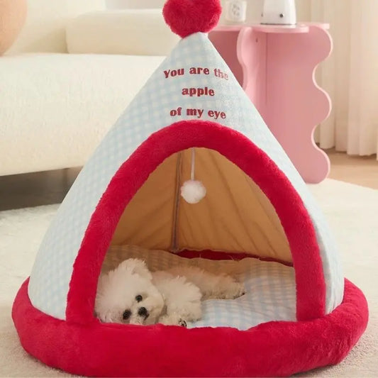 Apple Dog Bed Tent Christmas Cozy Hideout for Indoor pets Petrkl