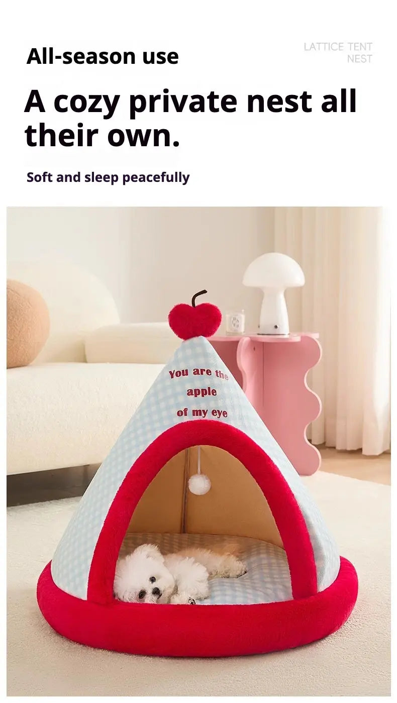 Apple Dog Bed Tent Christmas Cozy Hideout for Indoor pets Petrkl