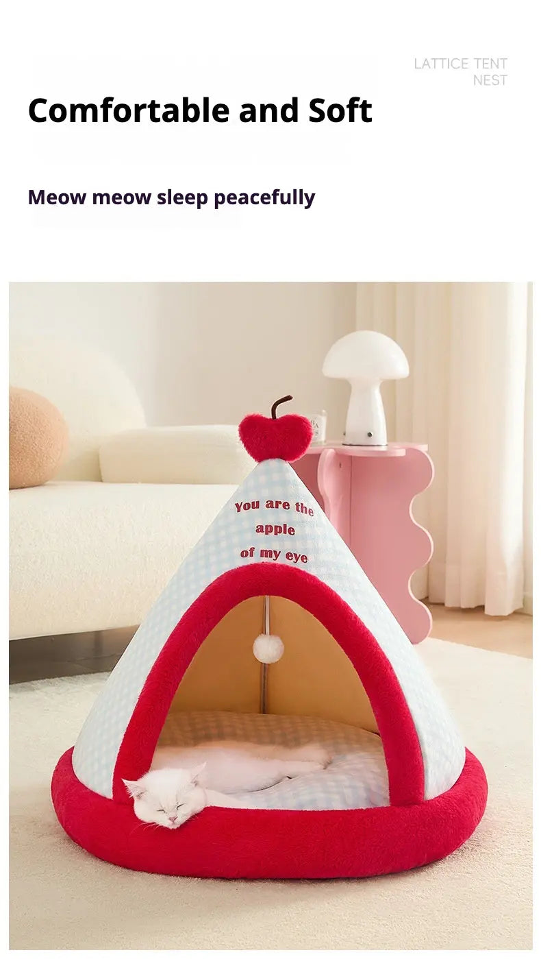 Apple Dog Bed Tent Christmas Cozy Hideout for Indoor pets Petrkl