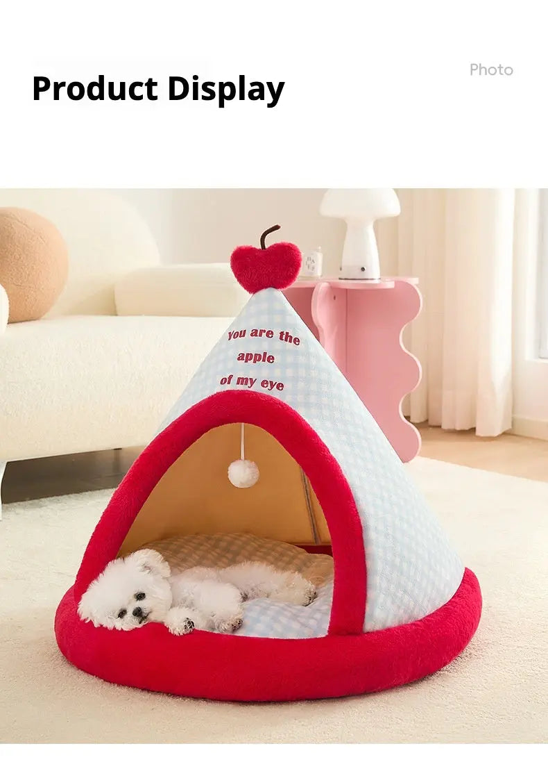Apple Dog Bed Tent Christmas Cozy Hideout for Indoor pets Petrkl