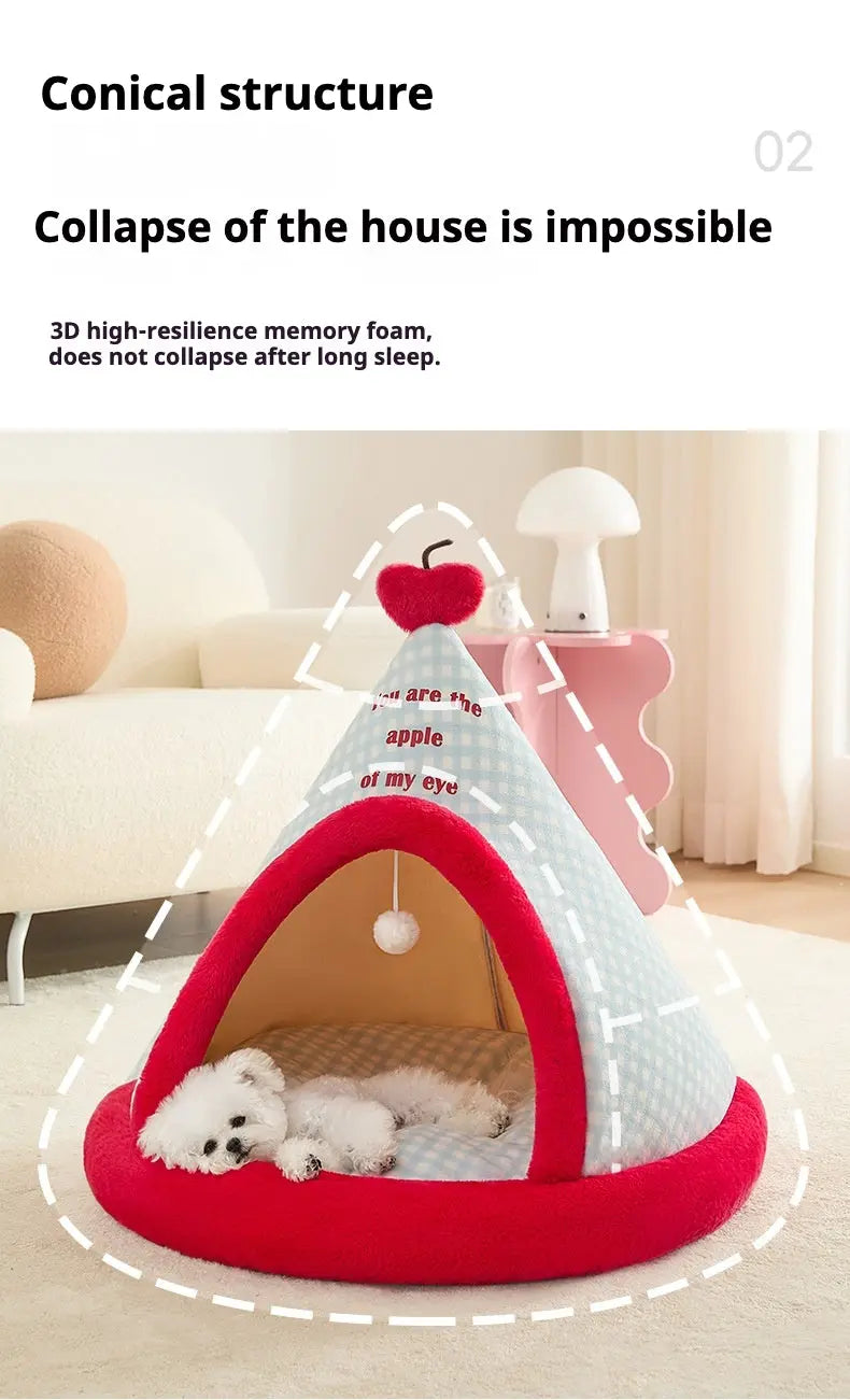 Apple Dog Bed Tent Christmas Cozy Hideout for Indoor pets Petrkl