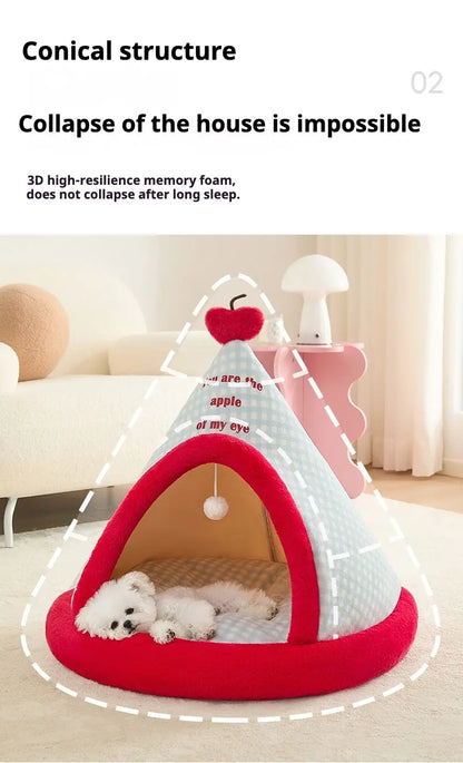 Apple Dog Bed Tent Christmas Cozy Hideout for Indoor pets Petrkl