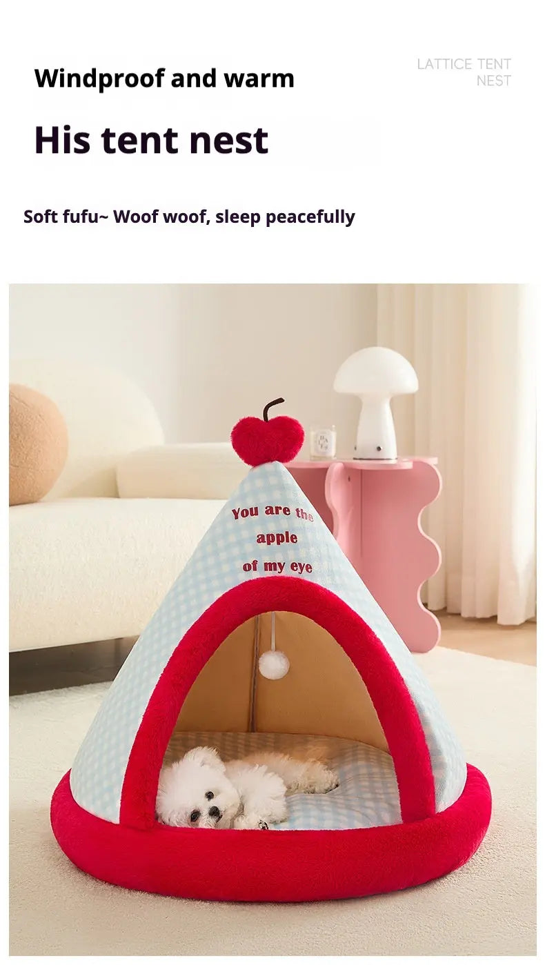 Apple Dog Bed Tent Christmas Cozy Hideout for Indoor pets Petrkl