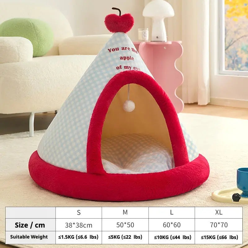 Apple Dog Bed Tent Christmas Cozy Hideout for Indoor pets Petrkl 9