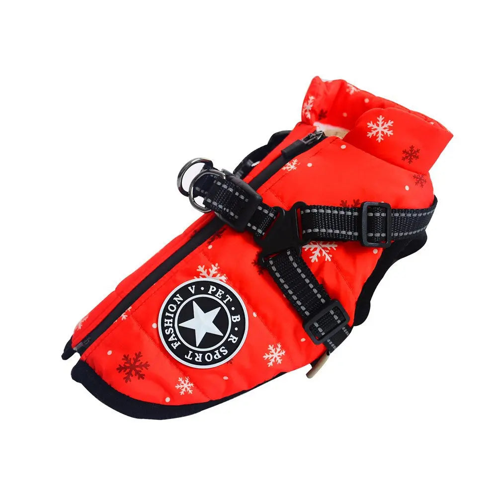 Christmas Waterproof Dog Coat with Harness Warm Padded Winter Jacket for Small Dogs Petrkl