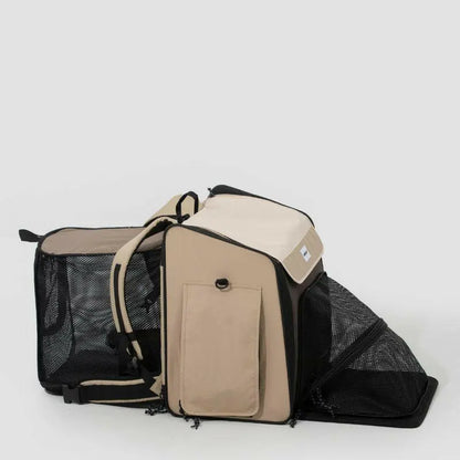 Foldable cat carrier travel backpack expand left side