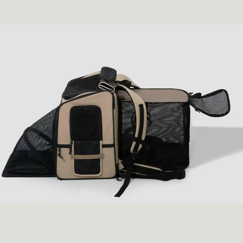 Foldable cat carrier travel backpack front 