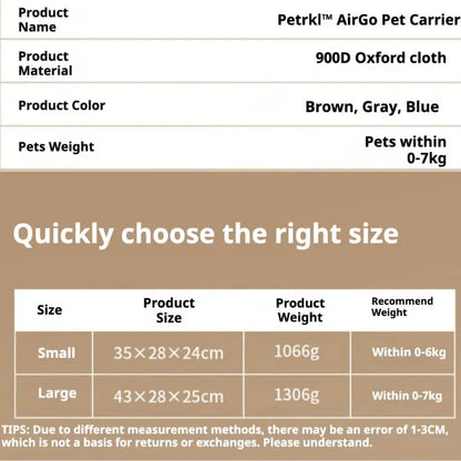 Petrkl™ AirGo Pet Carrier Petrkl