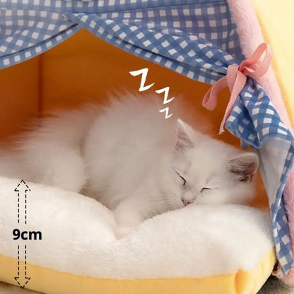 Plaid Cozy Cat Bed Tent Soft Indoor Couch for Kittens and Cats Petrkl