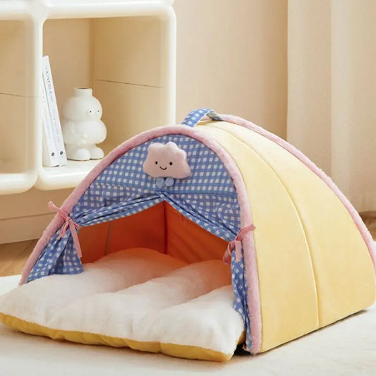 Plaid Cozy Cat Bed Tent Soft Indoor Couch for Kittens and Cats Petrkl