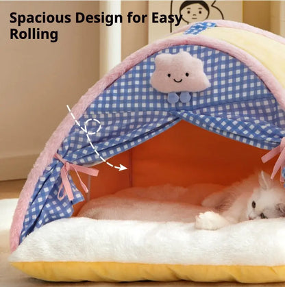 Plaid Cozy Cat Bed Tent Soft Indoor Couch for Kittens and Cats Petrkl
