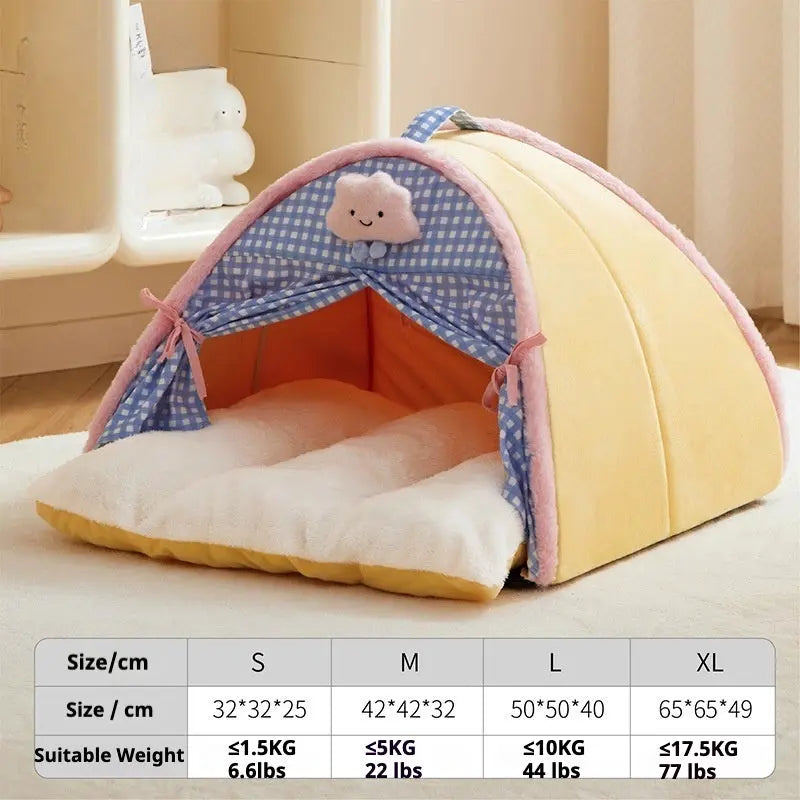 Plaid Cozy Cat Bed Tent Soft Indoor Couch for Kittens and Cats Petrkl