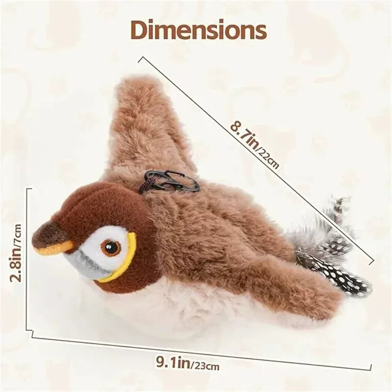 Hot Rechargeable Interactive Simulated Bird Cat Toy Touch Activated Chirping Flapping No Flying Plush Pet Toy for Cats Dogs Petrkl