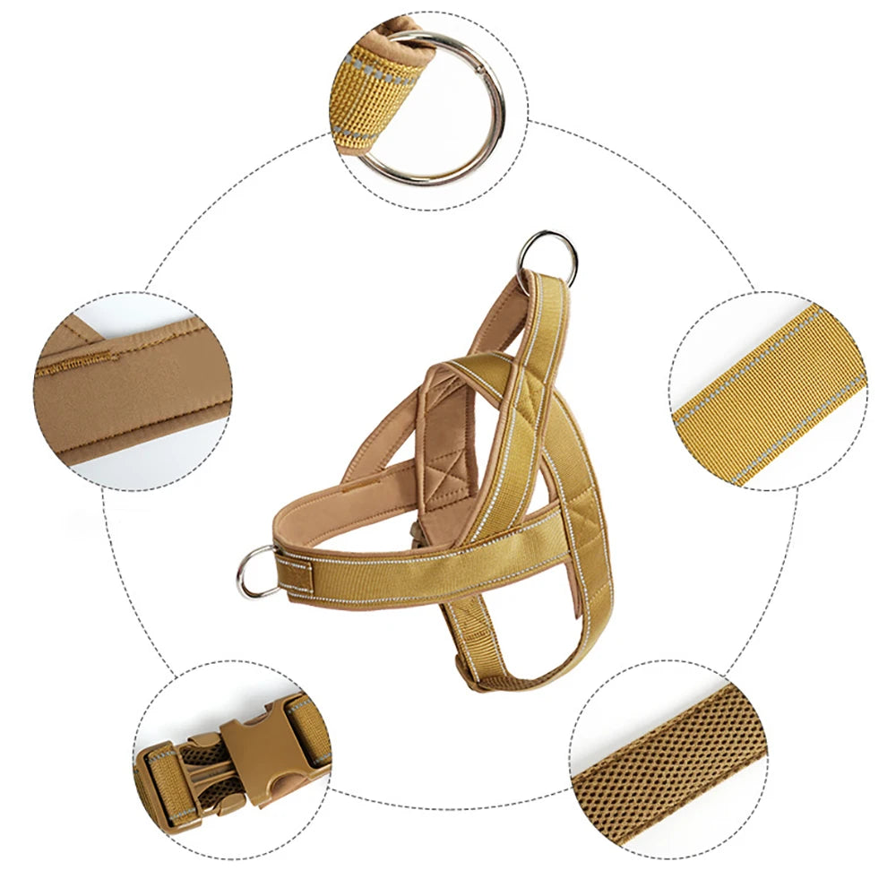 Tactical Anti-Pull Dog Harness - 1000D Nylon Adjustable for Large Dogs, Outdoor Training Vest with Handle & Reflective Petrkl