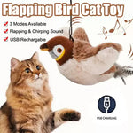Hot Rechargeable Interactive Simulated Bird Cat Toy Touch Activated Chirping Flapping No Flying Plush Pet Toy for Cats Dogs Petrkl