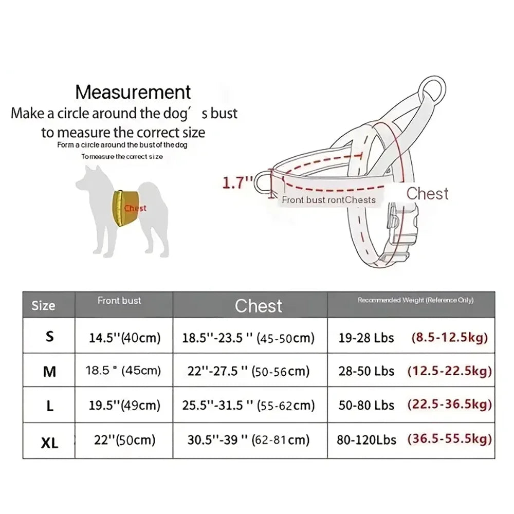 Tactical Anti-Pull Dog Harness - 1000D Nylon Adjustable for Large Dogs, Outdoor Training Vest with Handle & Reflective Petrkl