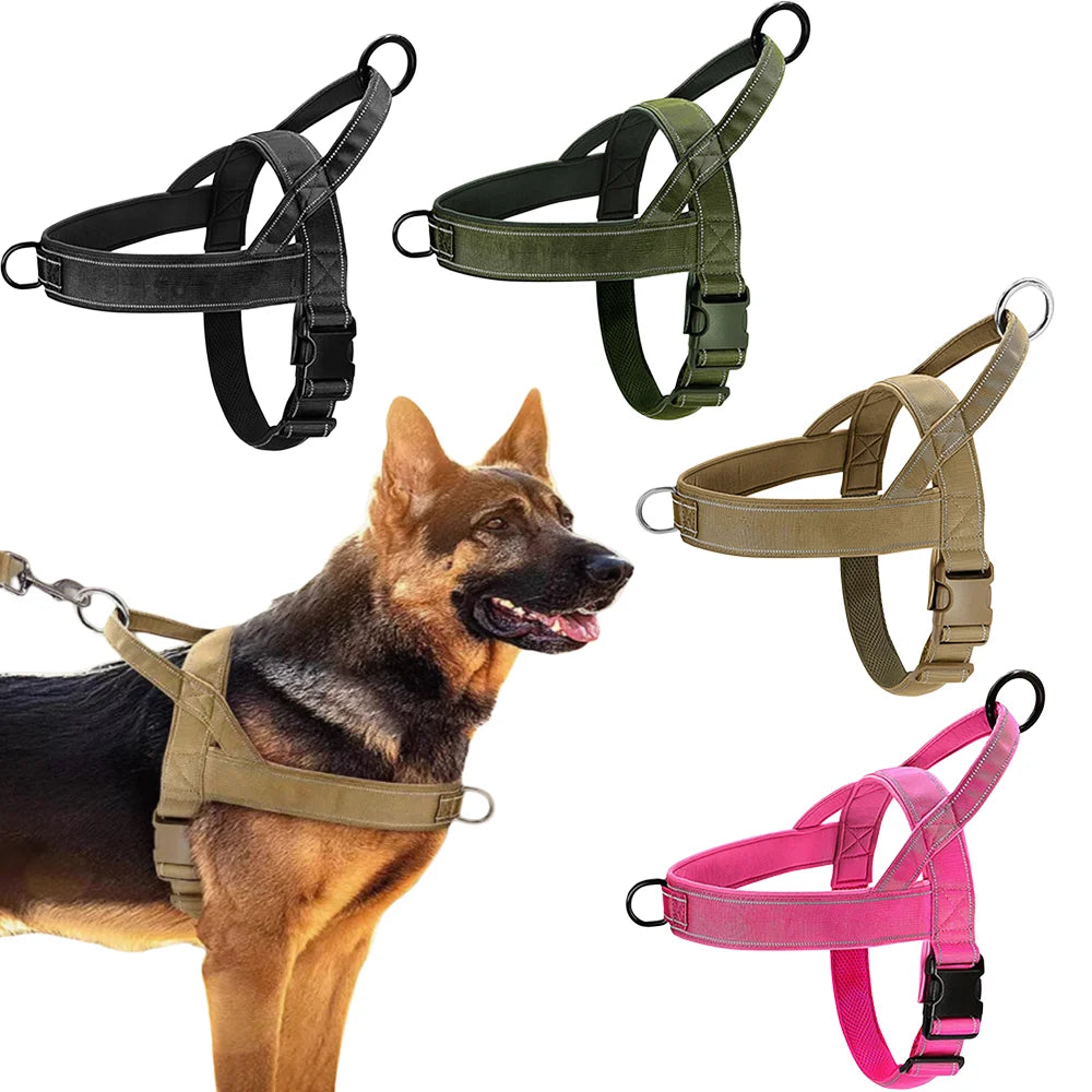 Tactical Anti-Pull Dog Harness - 1000D Nylon Adjustable for Large Dogs, Outdoor Training Vest with Handle & Reflective Petrkl