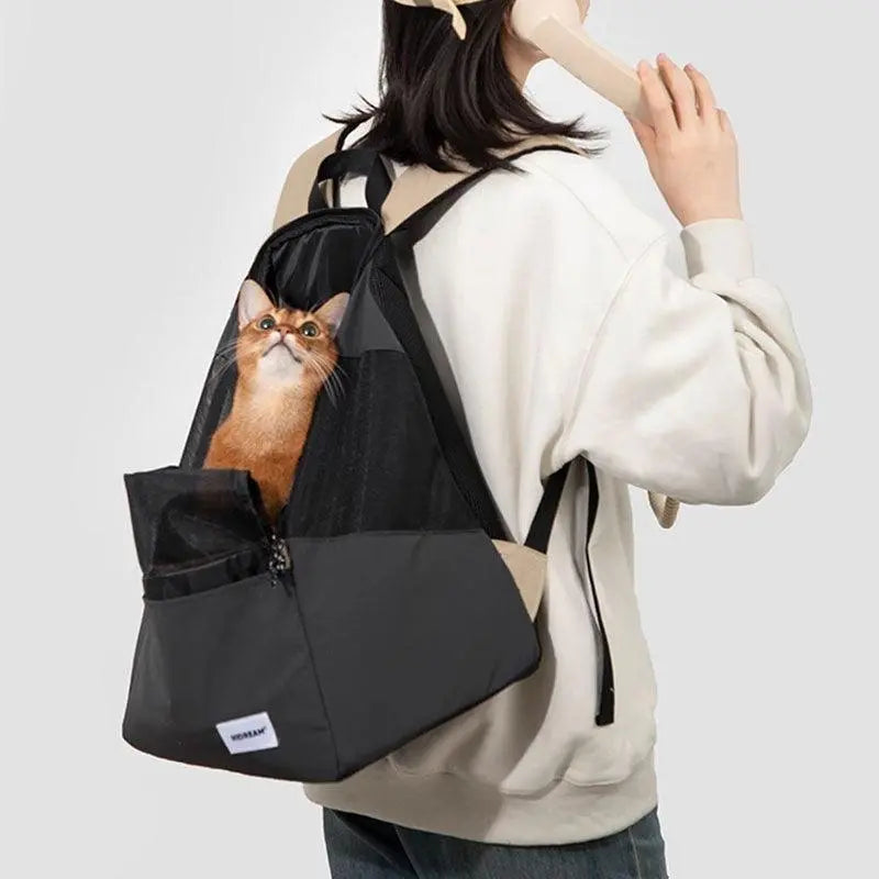 Ultralight Pet Backpack for Travel & Hiking – Breathable Carrier for Cats & Small Dogs black