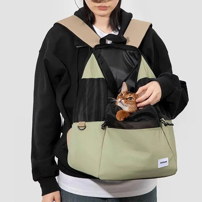 Ultralight Pet Backpack for Travel & Hiking – Breathable Carrier for Cats & Small Dogs color green