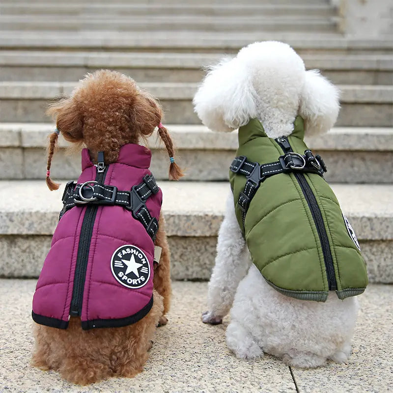 Waterproof Dog Coat with Harness Warm Padded Winter Jacket Petrkl