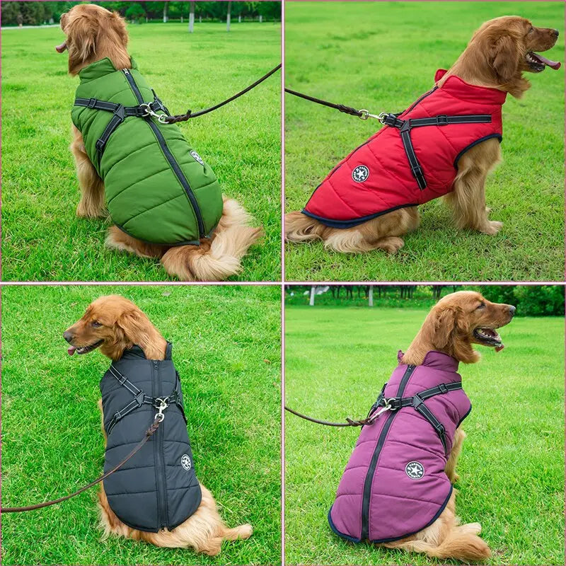 Waterproof Dog Coat with Harness Warm Padded Winter Jacket Petrkl