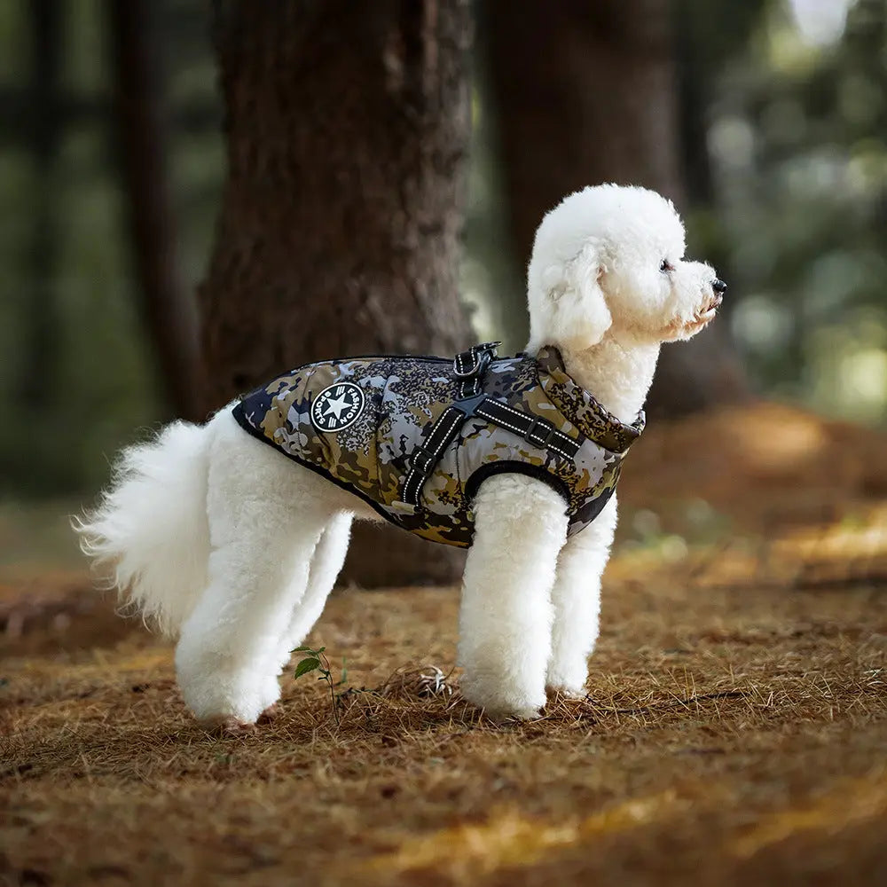 Waterproof Dog Coat with Harness Warm Padded Winter Jacket Petrkl