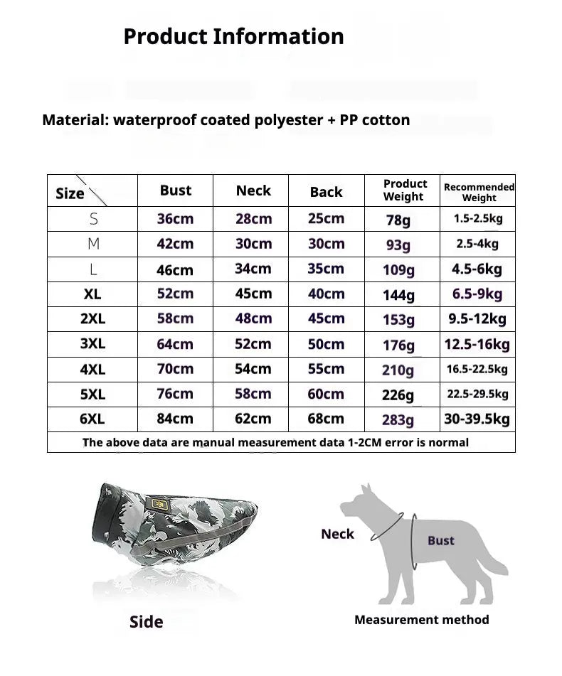 Thick Dog Winter Coat Warm Padded Jacket for Large Dogs Petrkl